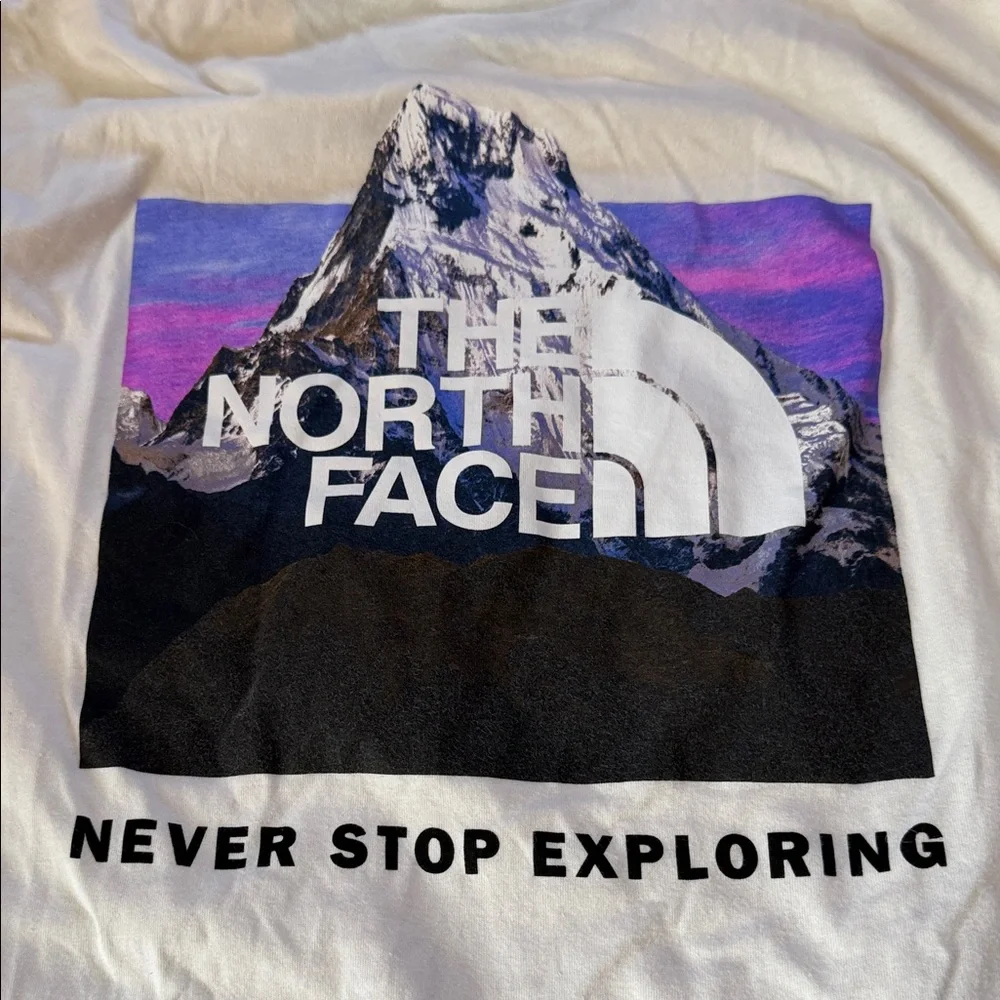 The North Face Men's Long Sleeve Logo Tee in Cream with Black Logo
